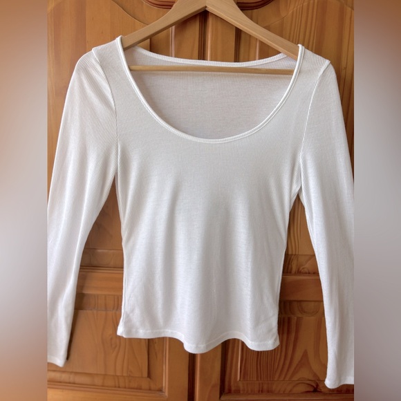 Wild Fable White Ribbed Scoop Neck Top crop - Picture 3 of 15